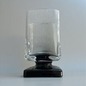 Disaronno Amaretto square liquor glass with black pedestal base, one only